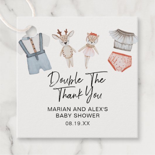 Doppeldanke neutrale Twins Kleidung Gefälligkeitst Geschenkanhänger (Vorderseite)