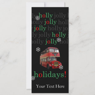 Doppeldecker Bus Holly Jolly-Urlaubskarte Feiertagskarte