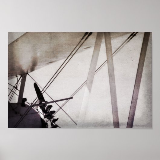 Doppeldecker-Flügel-Abstrakt-Antik-Flugzeug-Kunst Poster (Vorne)