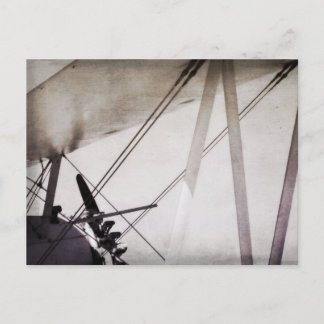 Doppeldecker-Flügel-Abstrakt-Antik-Flugzeug-Kunst Postkarte