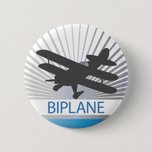 Doppeldecker-Flugzeug Button (Vorderseite)