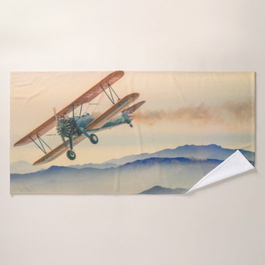 Doppeldecker-Oldtimer-Propeller-Flugzeug Badehandtuch (Badehandtuch)