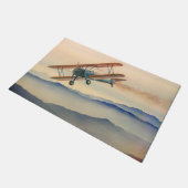 Doppeldecker-Oldtimer-Propeller-Flugzeug Fußmatte (Schrägansicht)