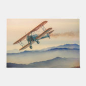 Doppeldecker-Oldtimer-Propeller-Flugzeug Fußmatte (Vorderseite)