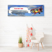 Doppeldecker-Schleppen-Fahne im blauen Himmel Banner (Insitu)