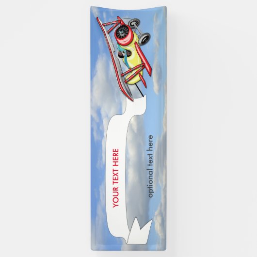 Doppeldecker-Schleppen-Fahne im blauen Himmel Banner (Vertikal)