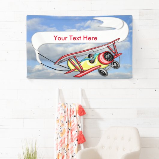 Doppeldecker-Schleppen-Fahne im blauen Himmel u. Banner (Insitu)