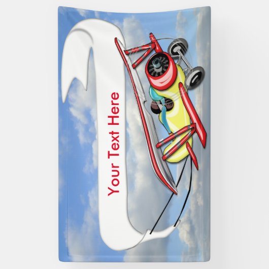 Doppeldecker-Schleppen-Fahne im blauen Himmel u. Banner (Vertikal)