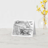 Doppeldecker Waco YMF, der durch Kelli Schwan Karte (Gelbe Blume)