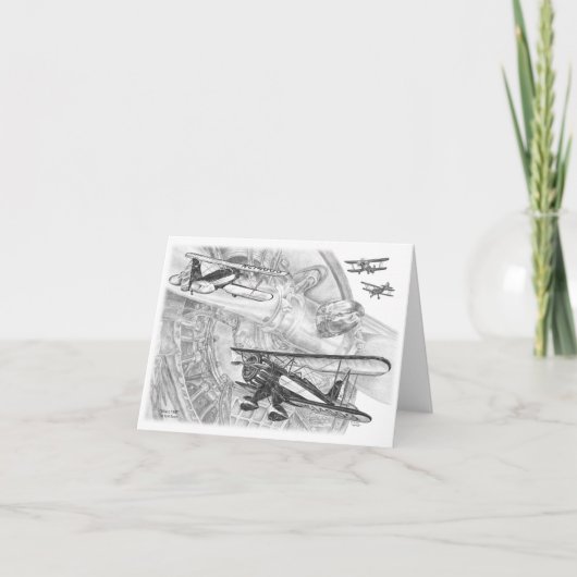 Doppeldecker Waco YMF, der durch Kelli Schwan Karte (Vorderseite)