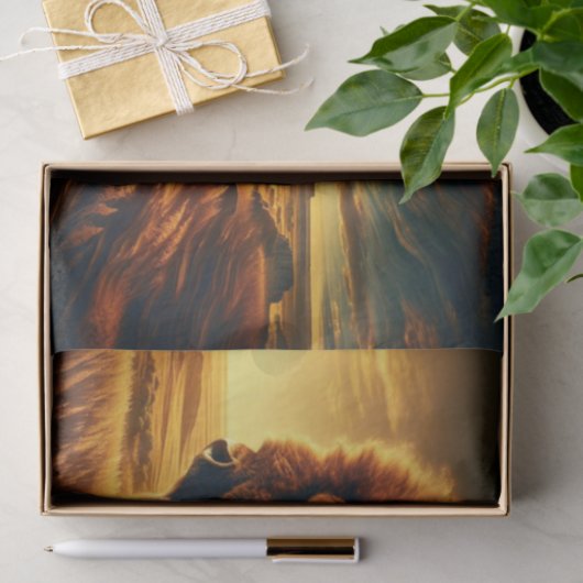 Doppelexposition American Plains Bison Seidenpapier (Geschenk)