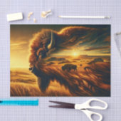 Doppelexposition American Plains Bison Seidenpapier (Handwerk)