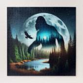 Doppelexposition Bigfoot, Adler und Vollmond Puzzle (Vertikal)