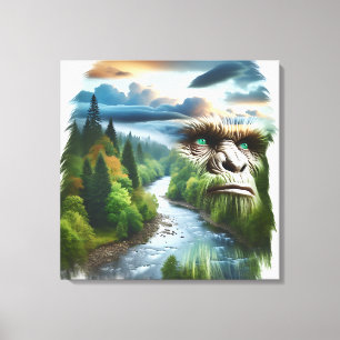 Doppelexposition Bigfoot in der Natur Leinwanddruck