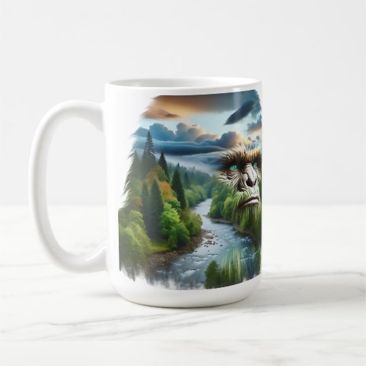 Doppelexposition Bigfoot in Nature Personalisiert Kaffeetasse (Links)