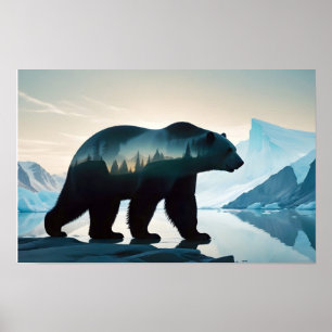 Doppelexposition des Polarbären Tierart im Freien Poster