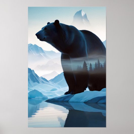 Doppelexposition des Polarbären Tierart im Freien Poster (Vorne)