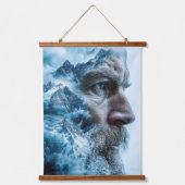 Doppelexposition des Winterbound Man Wandteppich Mit Holzrahmen (Vorderseite)