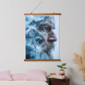 Doppelexposition des Winterbound Man Wandteppich Mit Holzrahmen (Schlafzimmer)