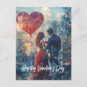 Doppelexposition Paar in Liebe Valentine Postkarte (Vorderseite)
