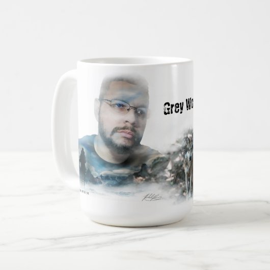 Doppelexposition von Grauwolf Kaffeetasse (Vorderseite Links)
