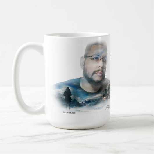 Doppelexposition von Grauwolf Kaffeetasse (Links)