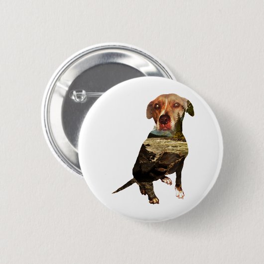 Doppelexpositionshund Button (Vorne & Hinten)