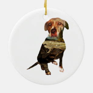 Doppelexpositionshund Keramik Ornament