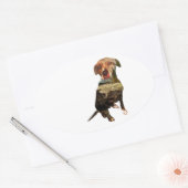Doppelexpositionshund Ovaler Aufkleber (Umschlag)