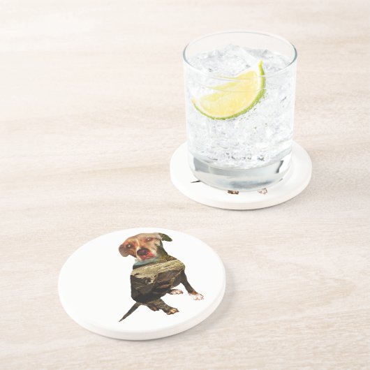 Doppelexpositionshund Sandstein Untersetzer (Seite)