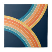 Doppelfarbiger Regenbogen im Retrostil Fliese (Vorderseite)