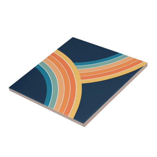 Doppelfarbiger Regenbogen im Retrostil Fliese (Seite)