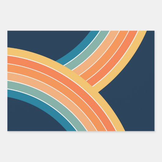 Doppelfarbiger Regenbogen im Retrostil Geschenkpapier Set (Vorderseite 3)