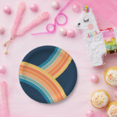 Doppelfarbiger Regenbogen im Retrostil Pappteller (Party)