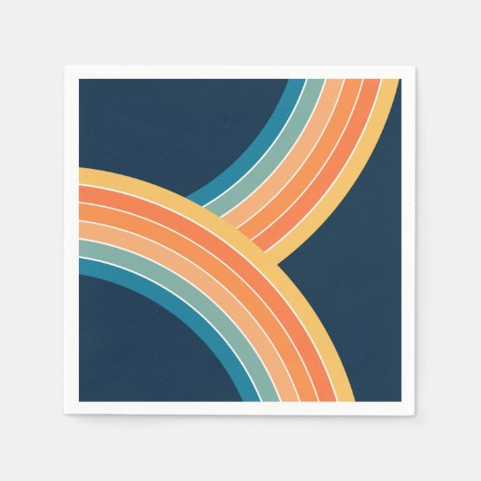 Doppelfarbiger Regenbogen im Retrostil Serviette (Vorderseite)