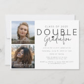 Doppelfeier 2 Foto Abschluss Einladung (Vorderseite)