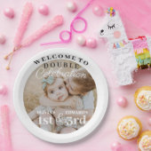 Doppelfeier Geburtstag Foto Minimalistisch Pappteller (Party)