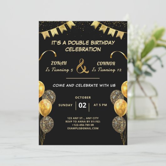 Doppelfeier Geburtstagsfeier Einladung (Stehend Vorderseite)