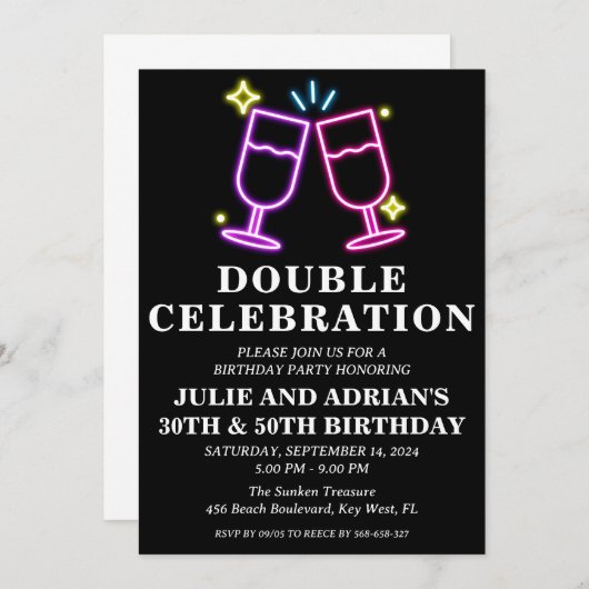 Doppelfeier gemeinsame Geburtstagsfeier Einladung (Vorne/Hinten)