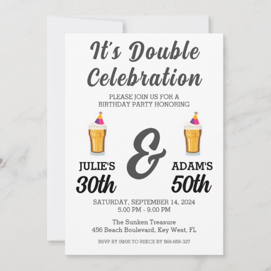 Doppelfeier gemeinsame Geburtstagsfeier Einladung (Vorderseite)