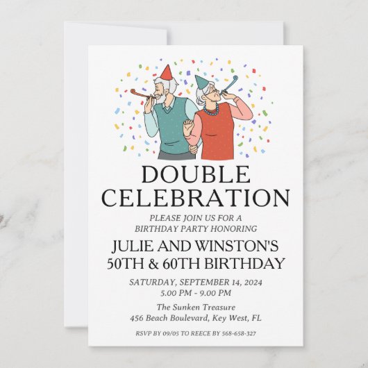 Doppelfeier gemeinsame Geburtstagsfeier Einladung (Vorderseite)