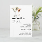 Doppelfeier Martini Joint Geburtstagsparty Einladung (Stehend Vorderseite)