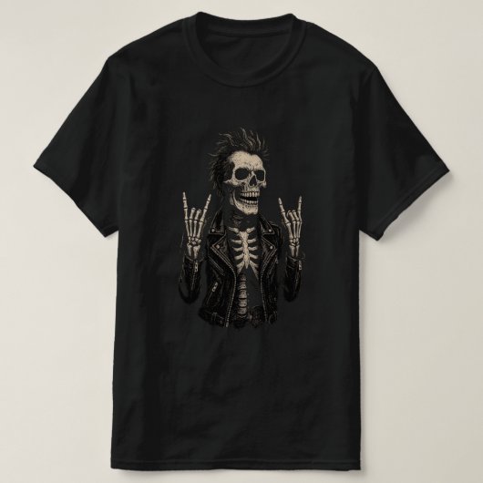 Doppelfelskelett | Metal Horns Up T - Shirt" T-Shirt (Design vorne)