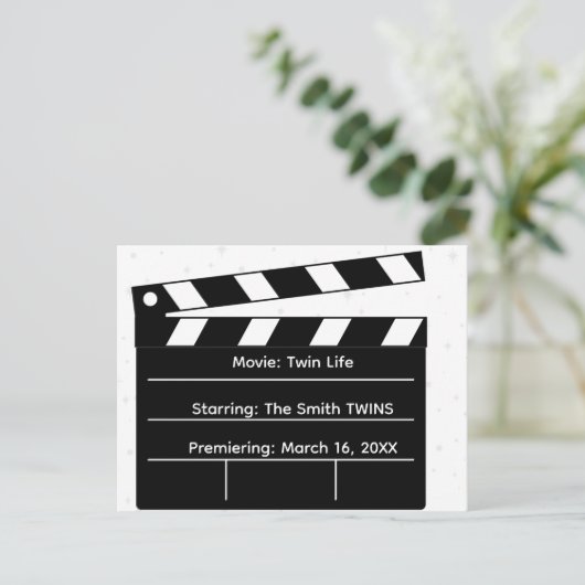 Doppelfunktion: Epic Twin Pregnancy Announcement Postkarte (Stehend Vorderseite)