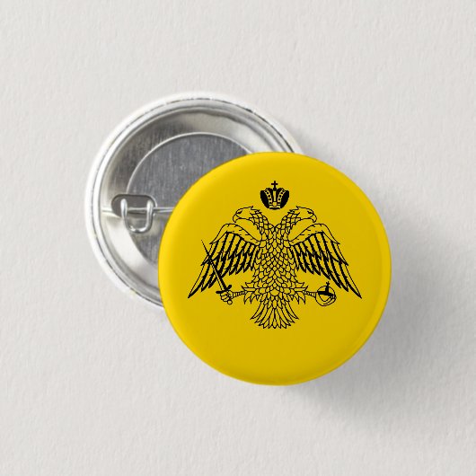 Doppelgehender Adler Byzantinisch und Christliches Button (Vorne & Hinten)