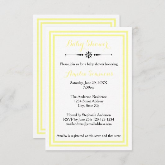 Doppelgelbe Trimm - 3x5 Kinderdusche Einladung (Vorne/Hinten)