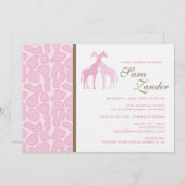 Doppelgiraffen-Babyparty-Einladung - Mädchen Einladung (Vorne/Hinten)