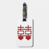 Doppelglückschinesisch nur verheiratet Hochzeit Gepäckanhänger (Rückseite vertikal)