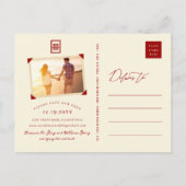 Doppelglückssehen speichern Sie das Datum Postkart Ankündigungspostkarte (Rückseite)