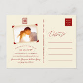 Doppelglückssehen speichern Sie das Datum Postkart Ankündigungspostkarte (Rückseite)